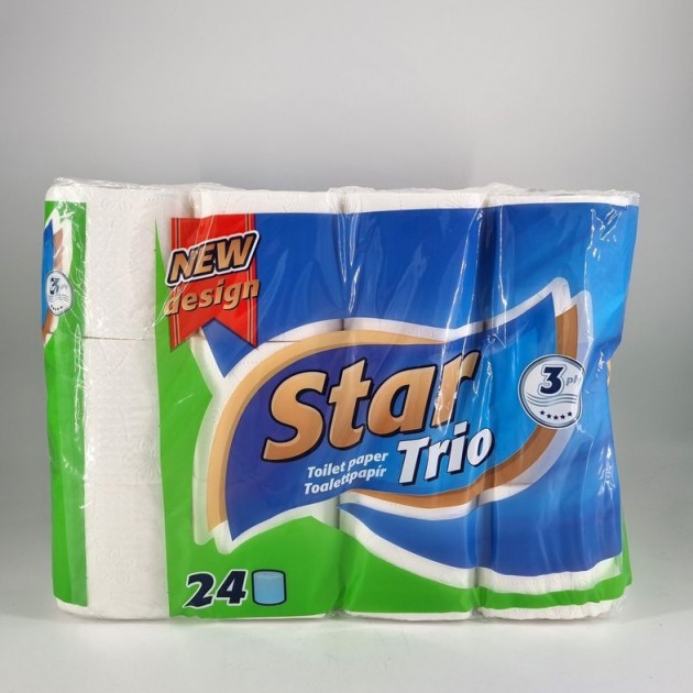 Star Trio toaletný papier 24 kotúčov, 3 vrstový, 90 ústrižkov